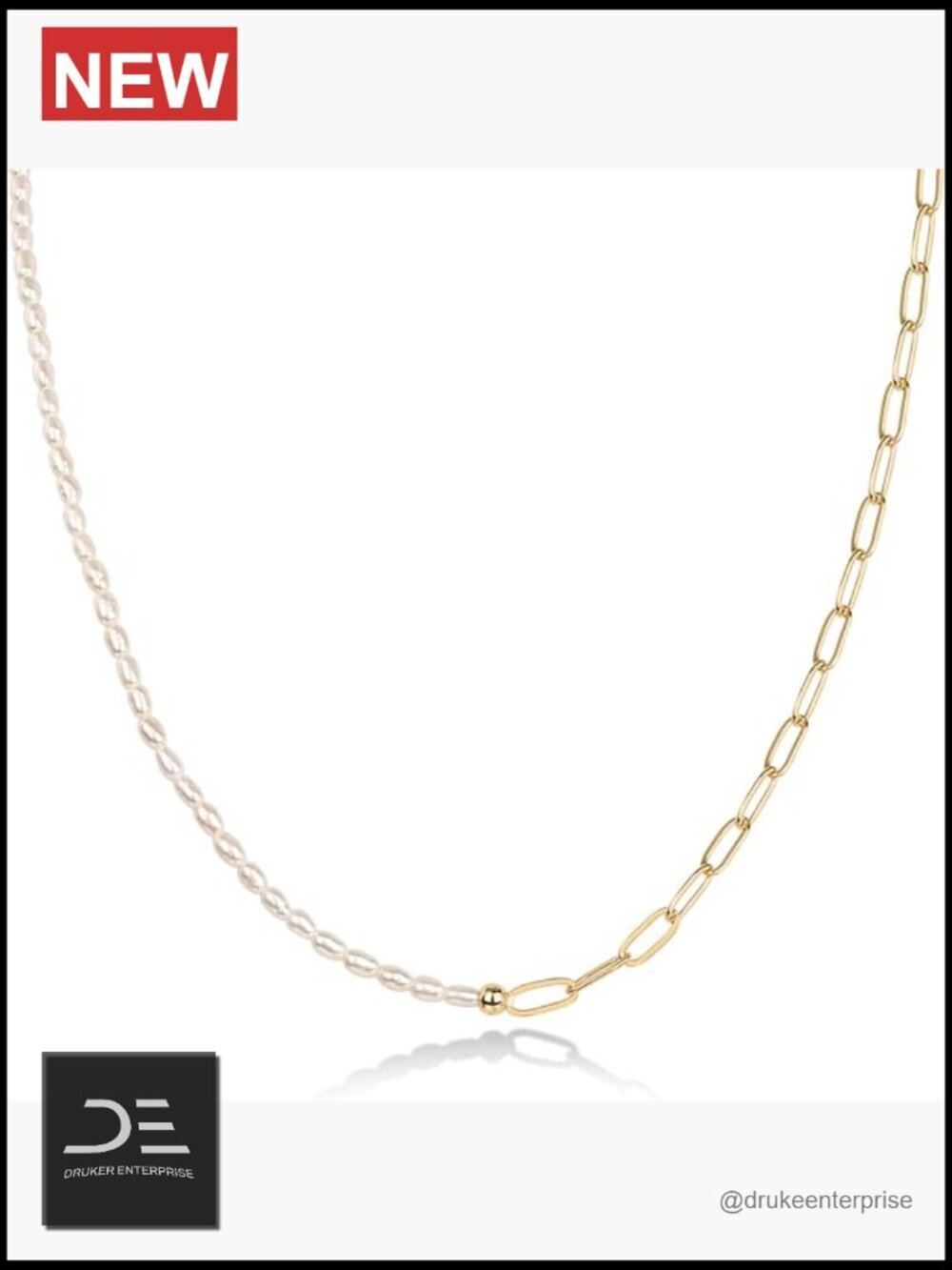 14K-18K Gold Plated Dainty Pearl Station Beaded Choker Paperclip Chain Necklace